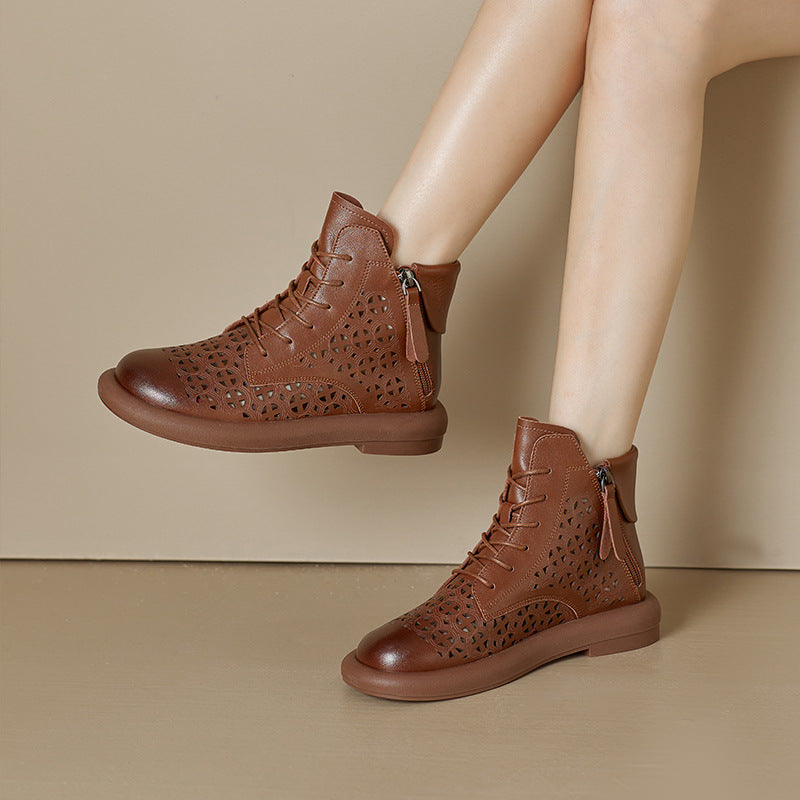 Women's Authentic Hollow Out Martin Korean Double-sided Boots