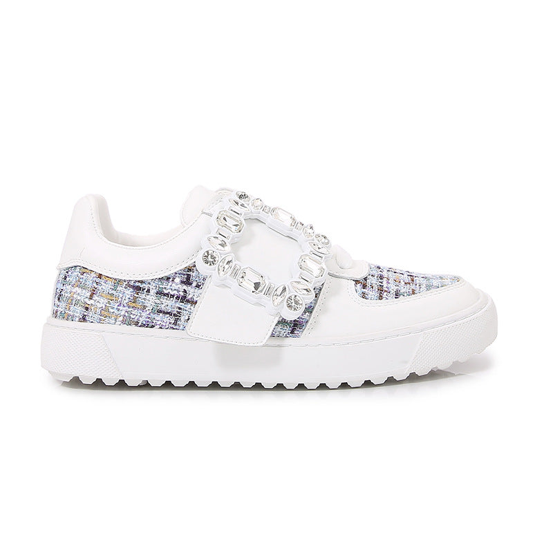 Women's Drill Buckle Fashion White Genuine Board Sports Casual Shoes