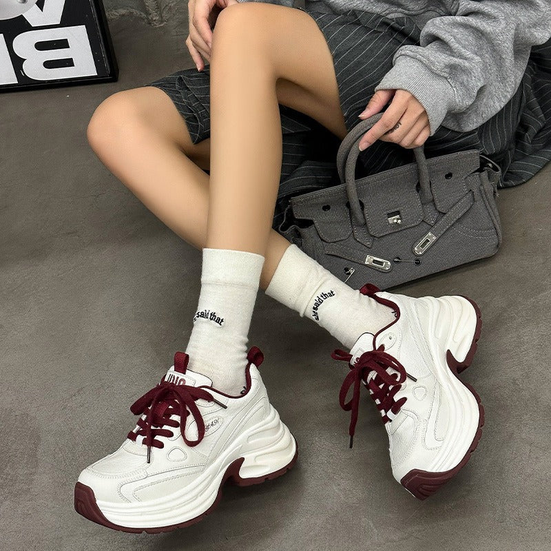 Women's Thick Bottom Heightened Daddy Spring Soft Sneakers