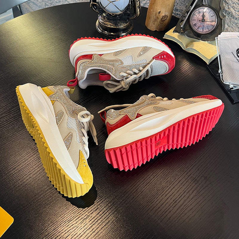 Women's Authentic Clunky Platform Height Increasing Breathable Sneakers