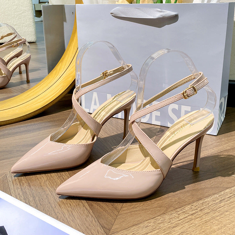 Women's Nude Stiletto Western Style Not Tired Feet Sexy Adult Lady High Heeled Sandals