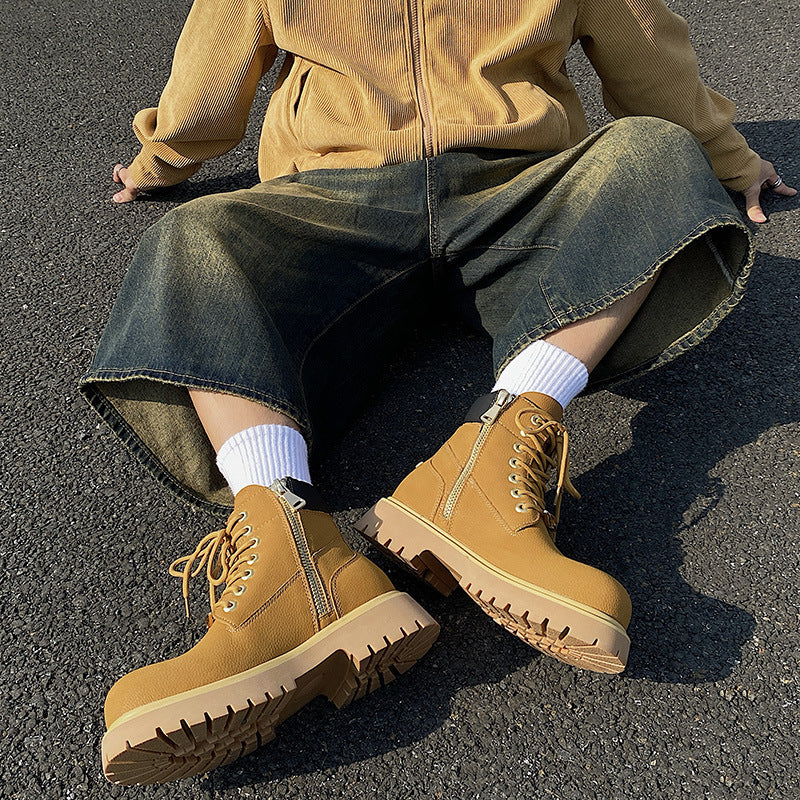 Men's Retro Thick Bottom Increased Outdoor Hiking High Top Boots