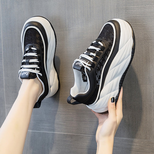 Women's Spring Dad French Round Head Thick Bottom Height Increasing Special Women's Casual Shoes