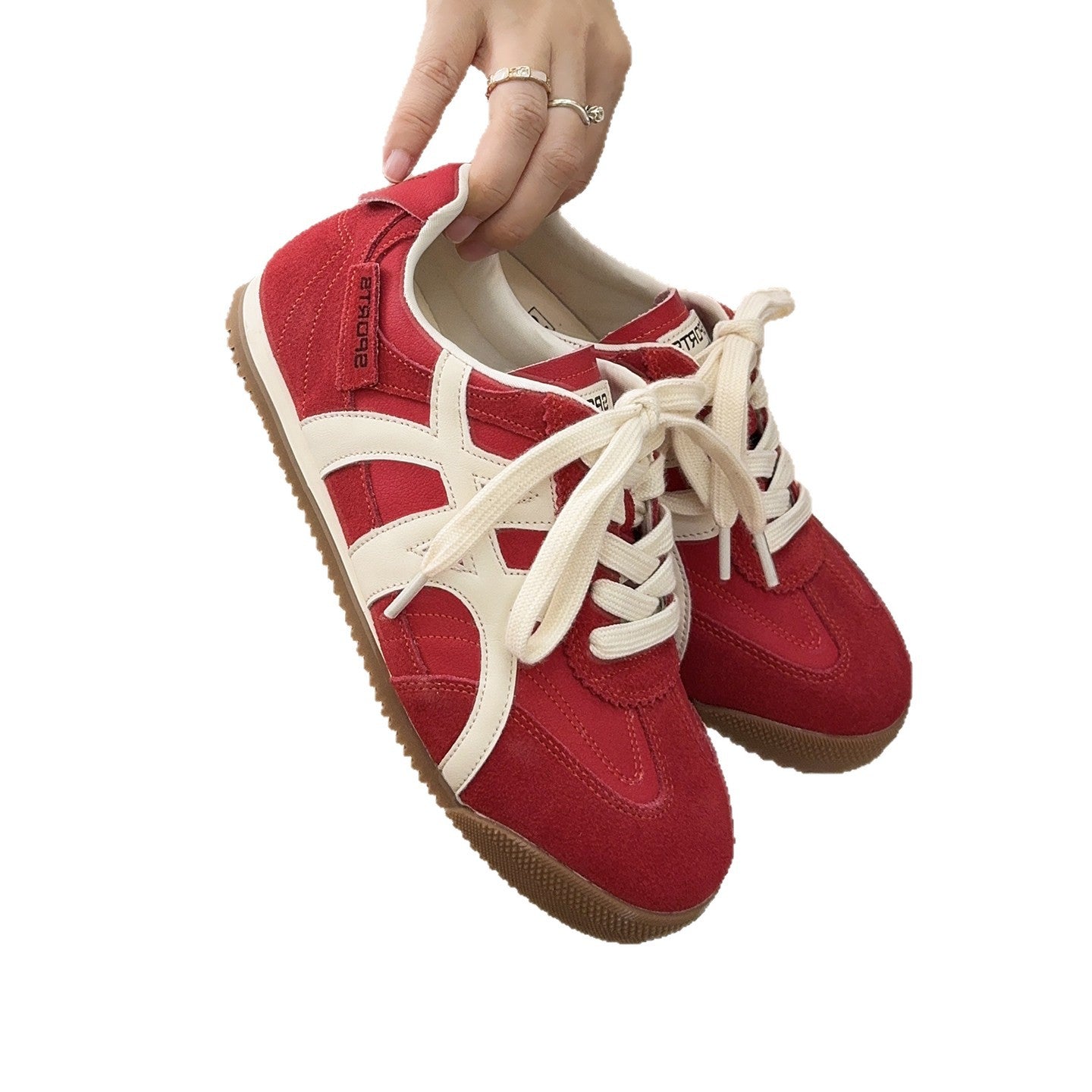 Women's Early Spring Retro Red German Training Genuine Soft Bottom Women's Sports Shoes