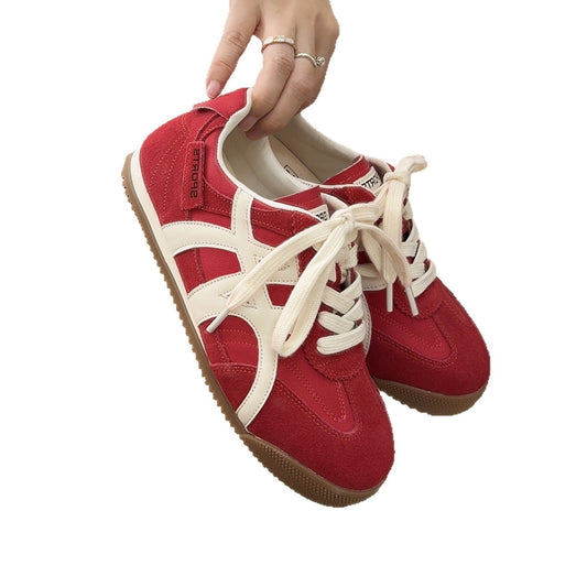 Women's Early Spring Retro Red German Training Genuine Soft Bottom Women's Sports Shoes