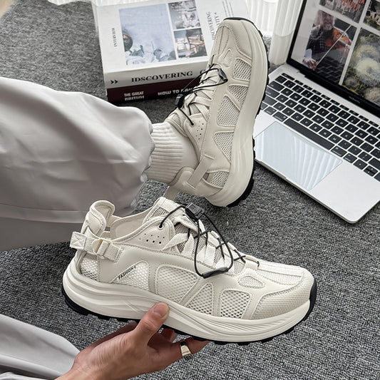 Men's Mesh Surface Platform Upstream Retro Breathable Lightweight Men's Casual Shoes