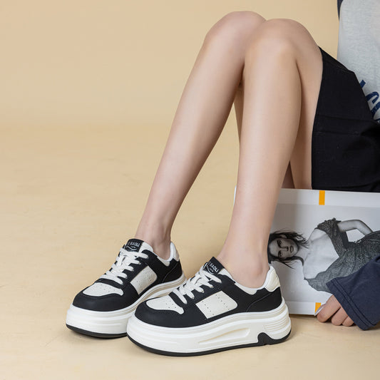 Women's Suction Film Platform White Height Increased Women's Casual Shoes