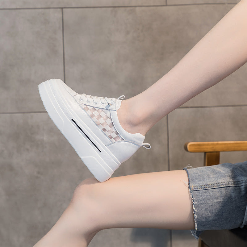 Women's Bottom Increased Summer Mesh Breathable White Spring Board Soft Men's Shoes