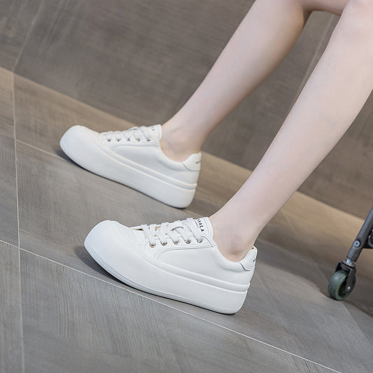 Women's Surface Sports White For Fashion Round Head Thick Bottom Height Women's Casual Shoes