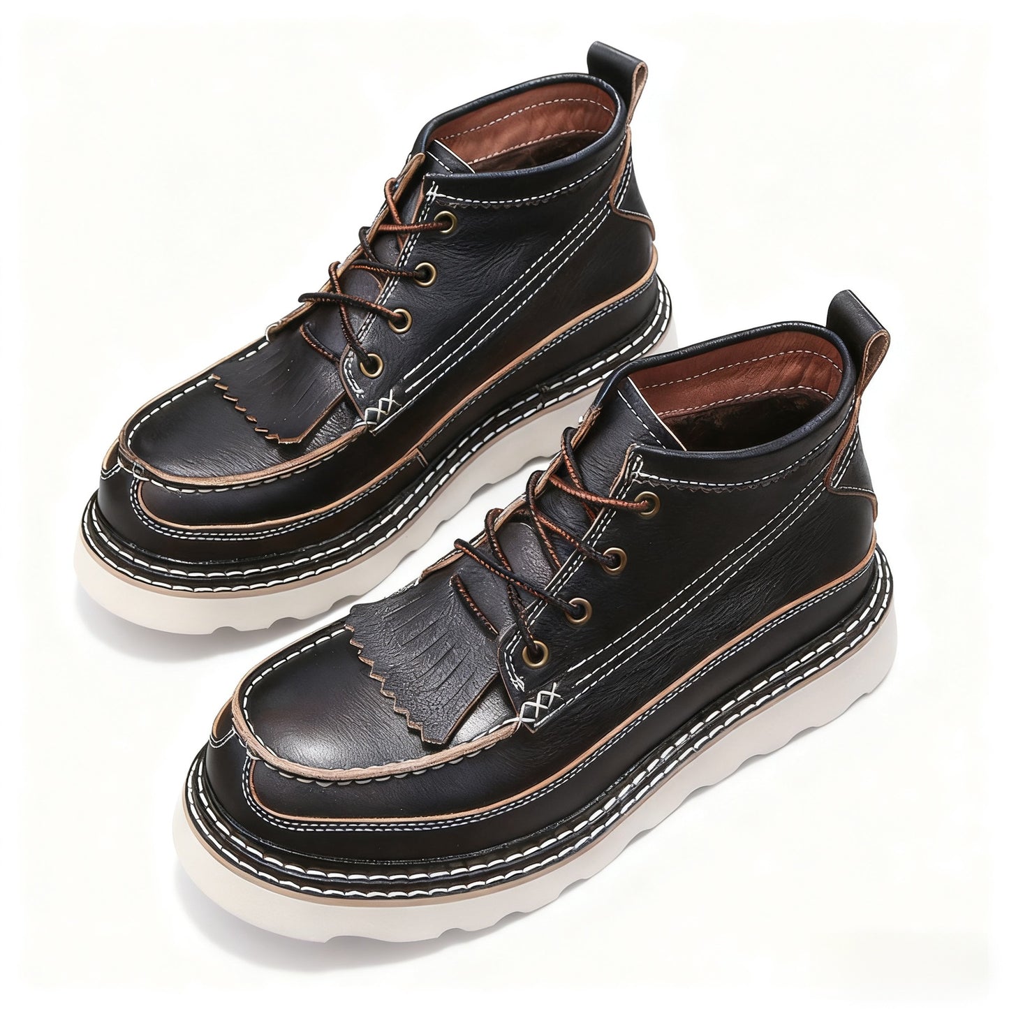 Men's Height Increasing Tassel Fleece-lined Warm Breathable Men's Martin Boots