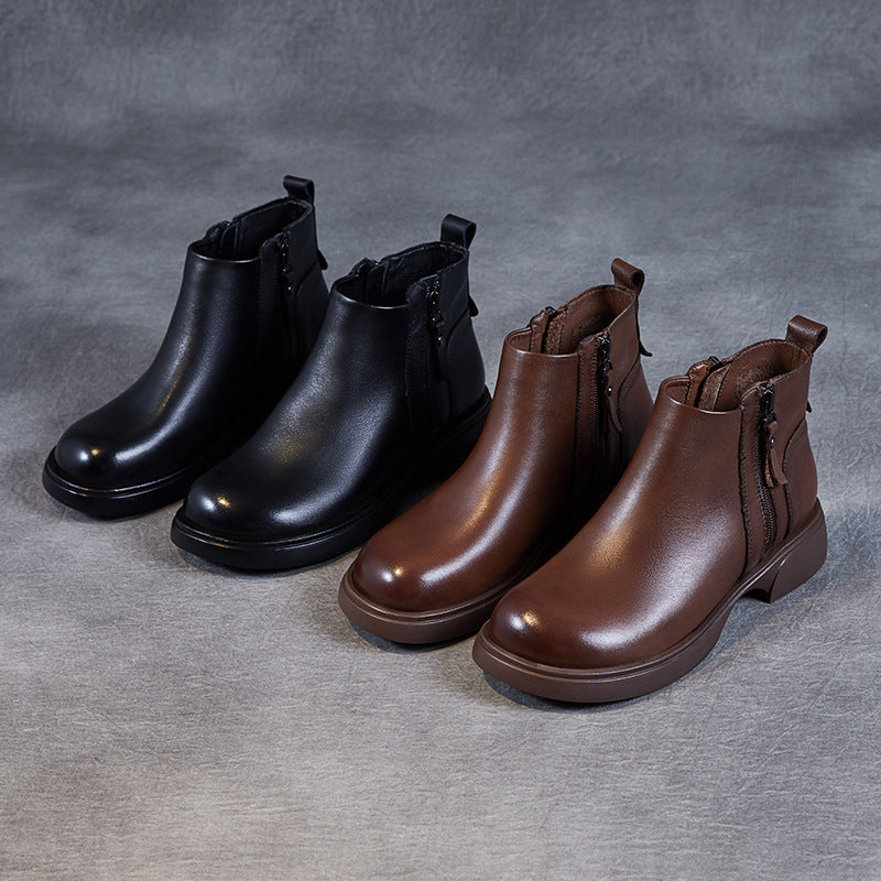 Women's Authentic British Style Martin Side Zipper Autumn Flat Ankle Men's Shoes