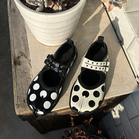 Women's Polka Dot Trotter Pumps Flat Ballet Mary Women's Casual Shoes