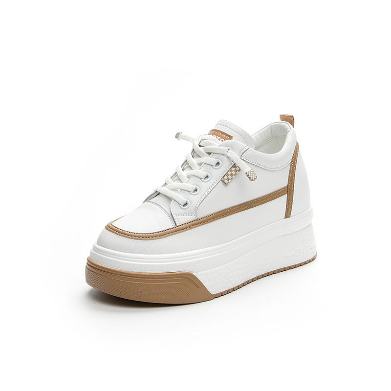 Women's White Spring Platform Korean Style Versatile Invisible Elevated Muffin Women's Sports Shoes