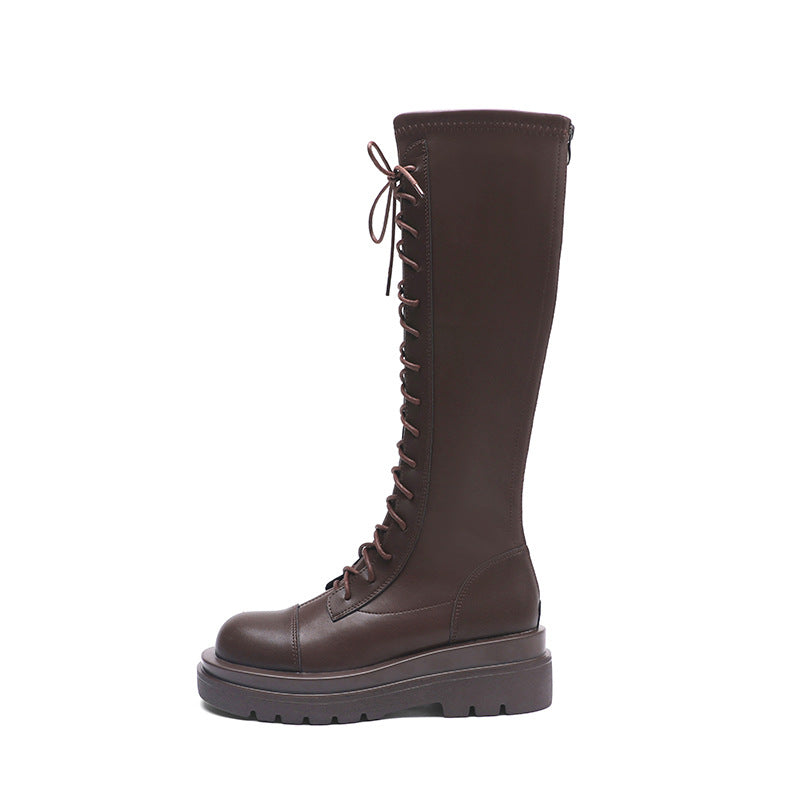 Women's Thick Bottom Increased Below The Knee Small Boots