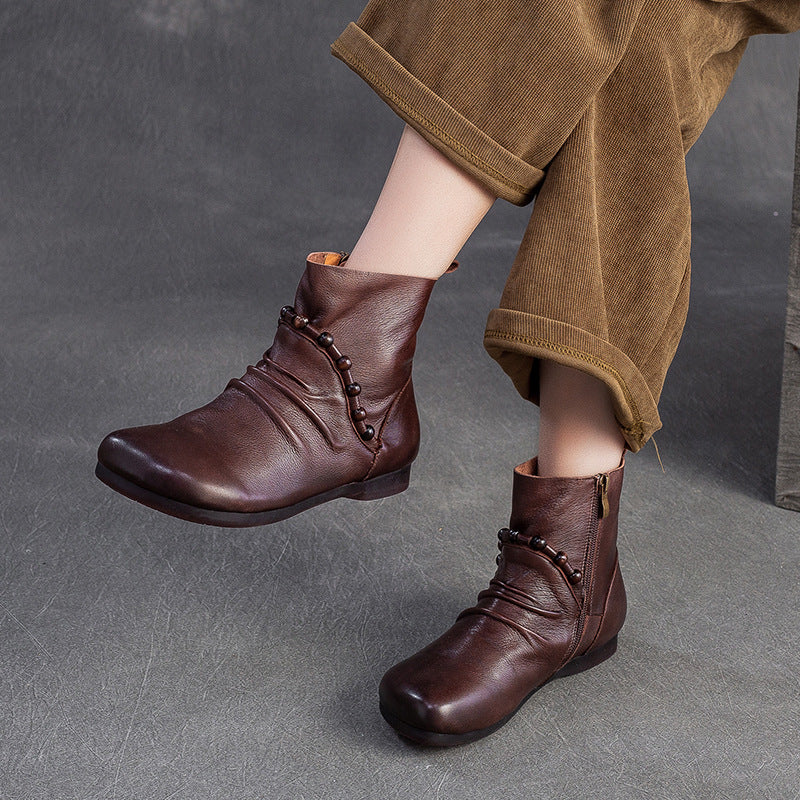 Women's Retro Fashion Ankle Side Zipper Comfortable Boots