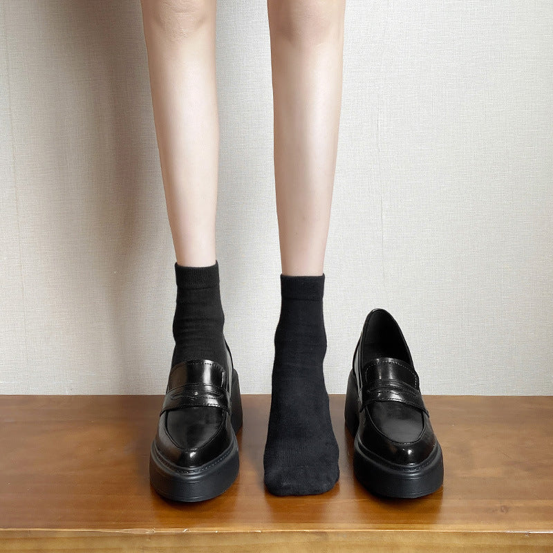 Women's Small Height Increasing Insole Platform Retro British Style Loafers