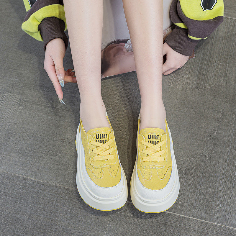 Women's White Thick Bottom Show Feet Small Casual Shoes