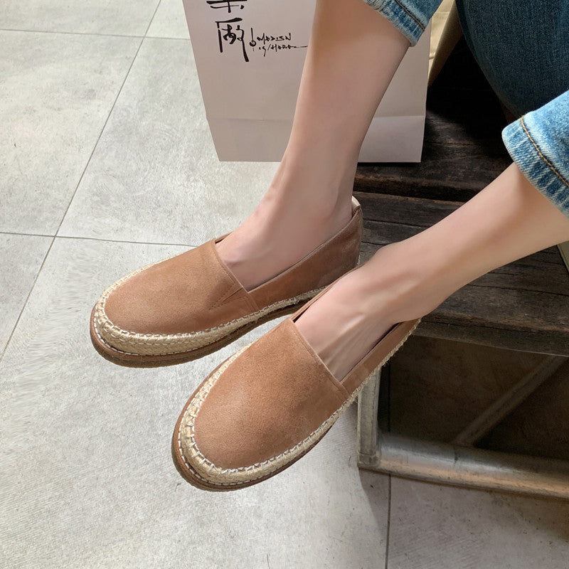 Women's Hemp Rope Flat Fisherman Leopard Print Loafers