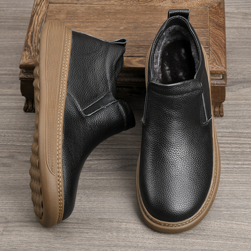 Men's Chelsea Top Layer Cowhide Light Luxury Thick Business High Boots