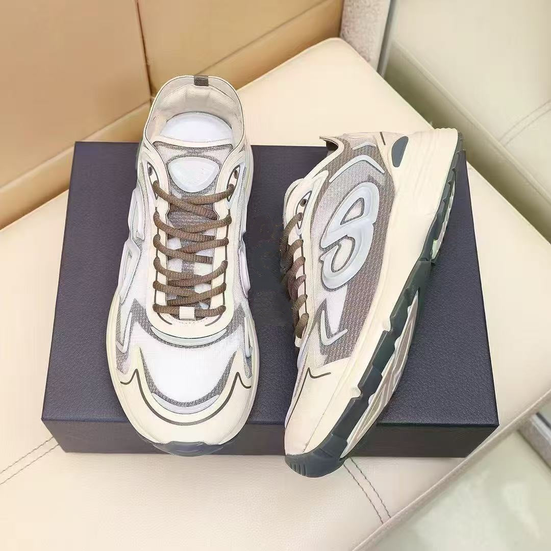 Men's Cowhide Stitching Tied Trendy Luxury Women's Casual Shoes