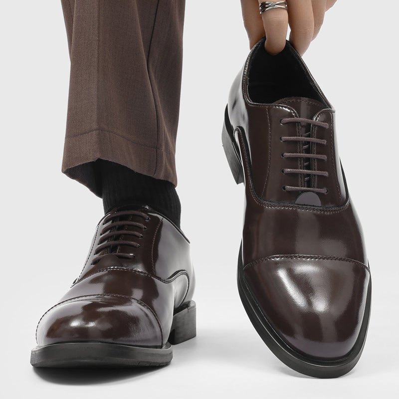 Men's Sense Height Increasing Insole Wedding Three Connector Breathable Business Formal Men's Shoes