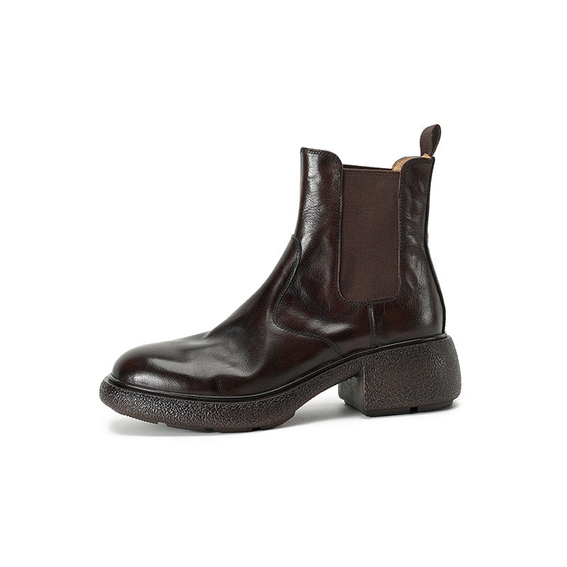 Women's Second Hair Elastic Band Shaping Bottom Easy To Match Chelsea Women's Leather Boots
