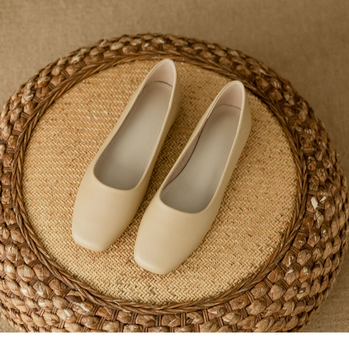 Version French Style Genuine Glove Female Flat Square Toe Gentle Women's Fashion Shoes