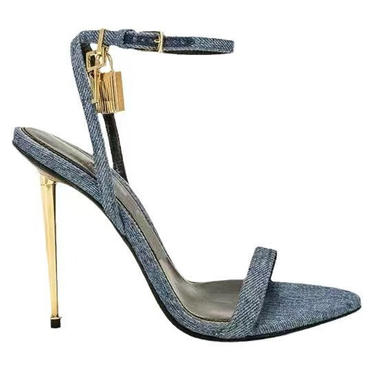 Metal Fastener With Fresh Comfortable Open Toe High Heeled Sandals