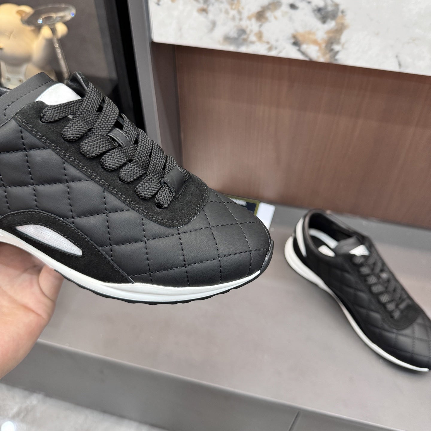 Women's Style Rhombus Training Genuine Lace Up Small Fragrance Sneakers