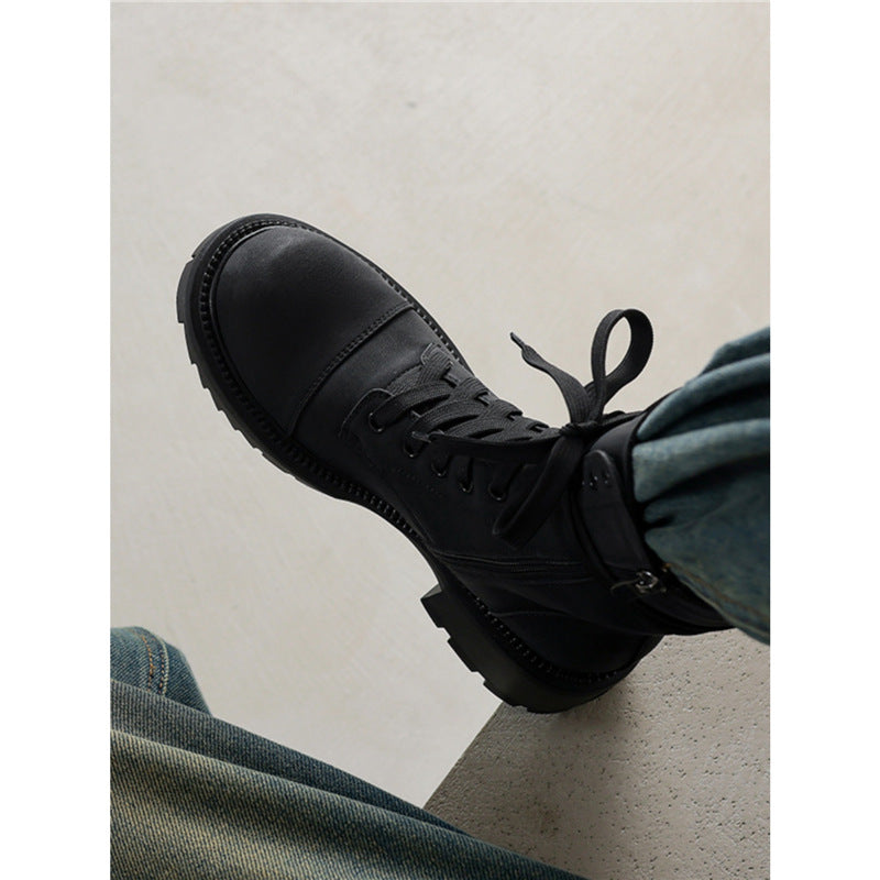 Women's Mid Martin Summer British Lace Up Short Women's Leather Boots