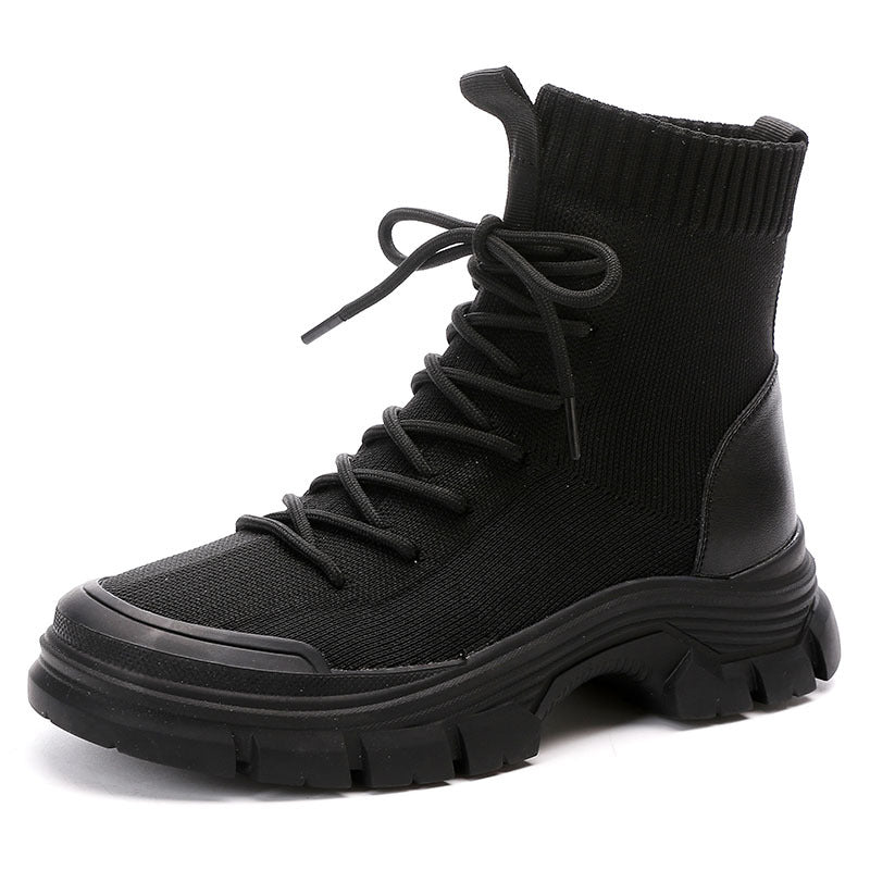 Women's Dr. Martens British Style Fashionable Short Skinny Socks Show Feet Women's Leather Boots