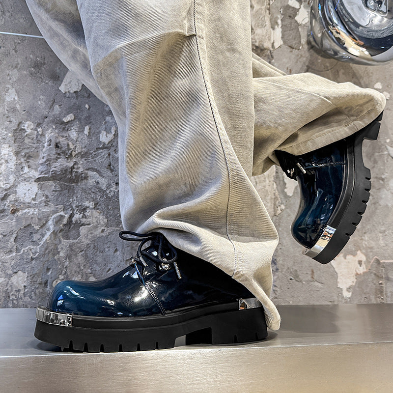 Men's Summer Fashion Formal Wear Khaki Blue Men's Casual Leather Shoes