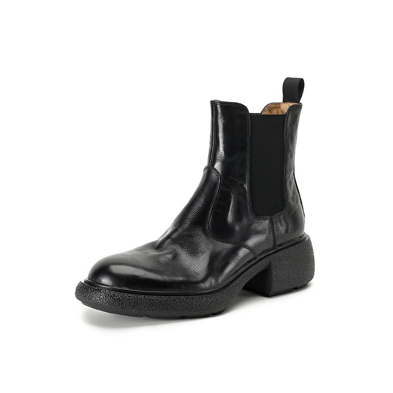 Women's Second Hair Elastic Band Shaping Bottom Easy To Match Chelsea Women's Leather Boots