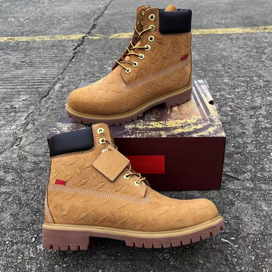 Men's Name Worker First Layer Waterproof Cowhide Outdoor Warm Boots