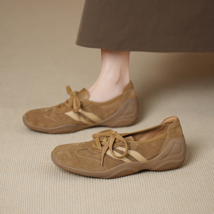 Women's Cowhide Platform German Training Genuine Lace Up Pumps Women's Fashion Shoes