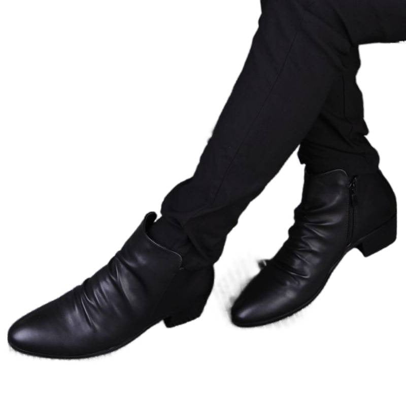 Men's Pointed Ankle Korean Style British Tide Height Increasing Insole Business Men's Martin Boots