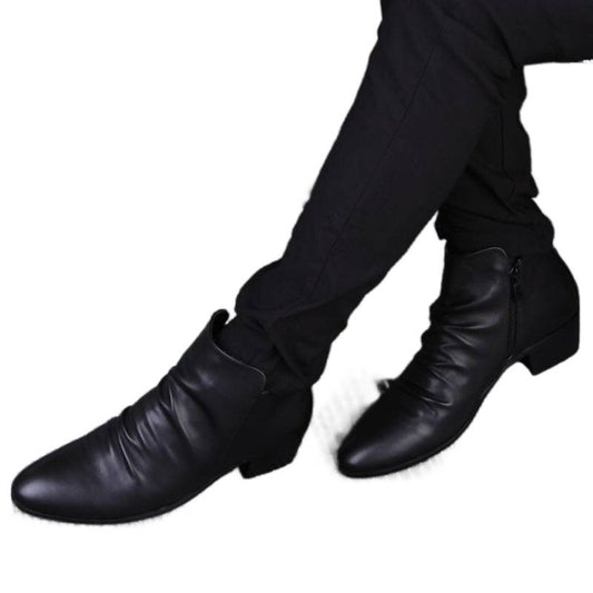 Men's Pointed Ankle Korean Style British Tide Height Increasing Insole Business Men's Martin Boots