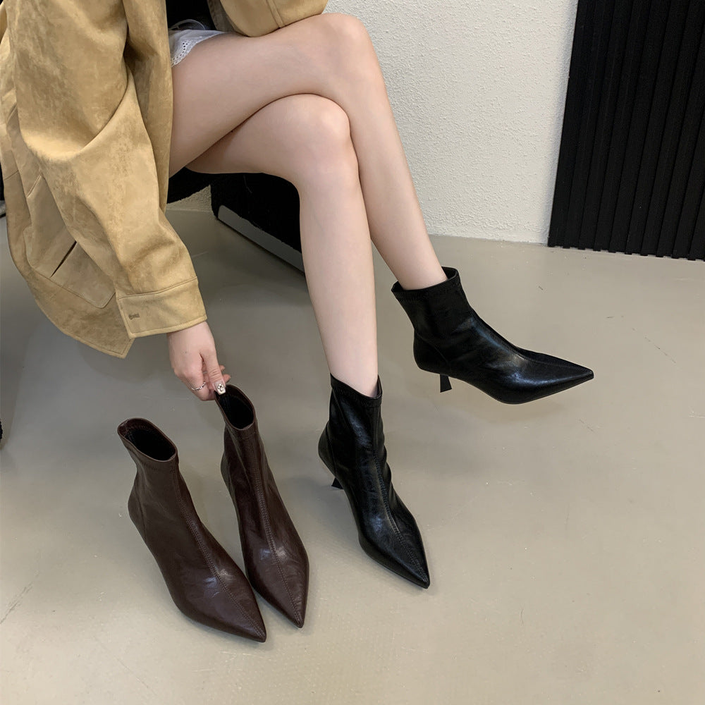 Toe Simple High Female Temperament Skinny Niche Stiletto Boots