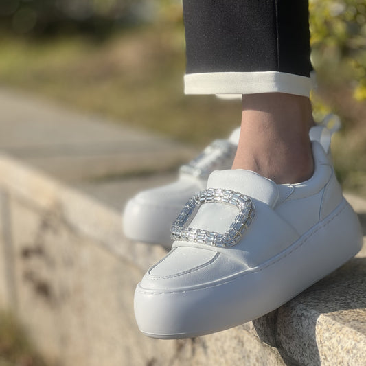 Drill Buckle Square Bread Genuine Platform Sports Casual Shoes