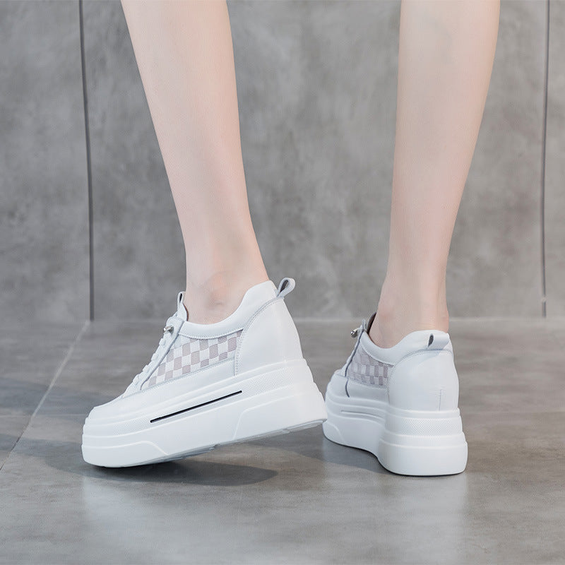 Women's Bottom Increased Summer Mesh Breathable White Spring Board Soft Men's Shoes