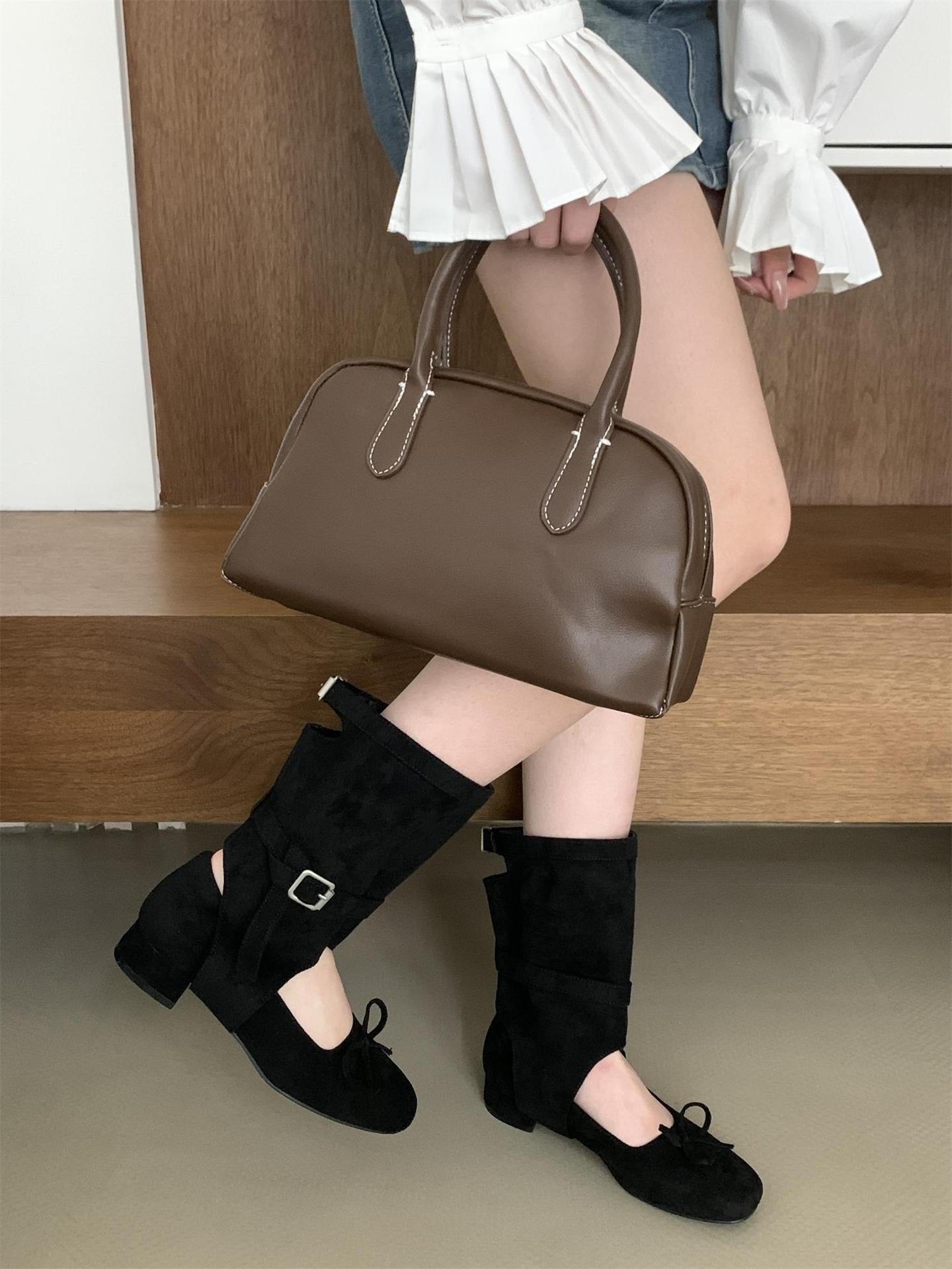 Women's Niche Ballet Style Summer Round Toe Bowknot Short Hollow Out Sandals