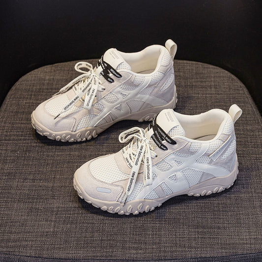 Women's Sports Breathable Mesh White Height Increasing Women's Casual Shoes