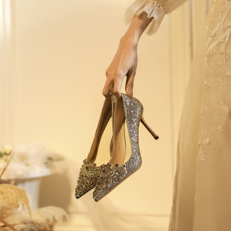 Women's High Stiletto French Wedding High-grade Dress Pumps Dignified Women's Fashion Shoes