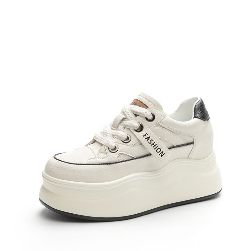 Women's Platform Height Increasing Insole Pumps White Heels