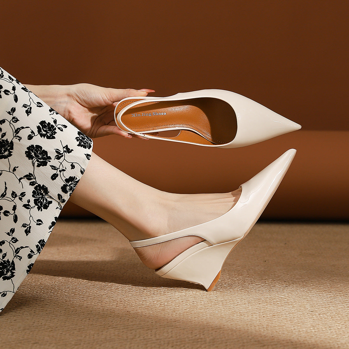 Women's Pointed Toe Wedge Pumps Autumn Low-cut Platform High Women's Fashion Shoes