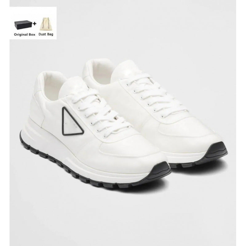 Logo Badge Platform Heightened Daddy Round Toe Lace Women's Sports Shoes