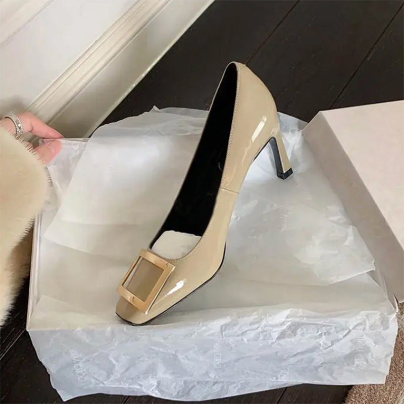 High Stiletto French Style Temperament Square Toe Women's Fashion Shoes