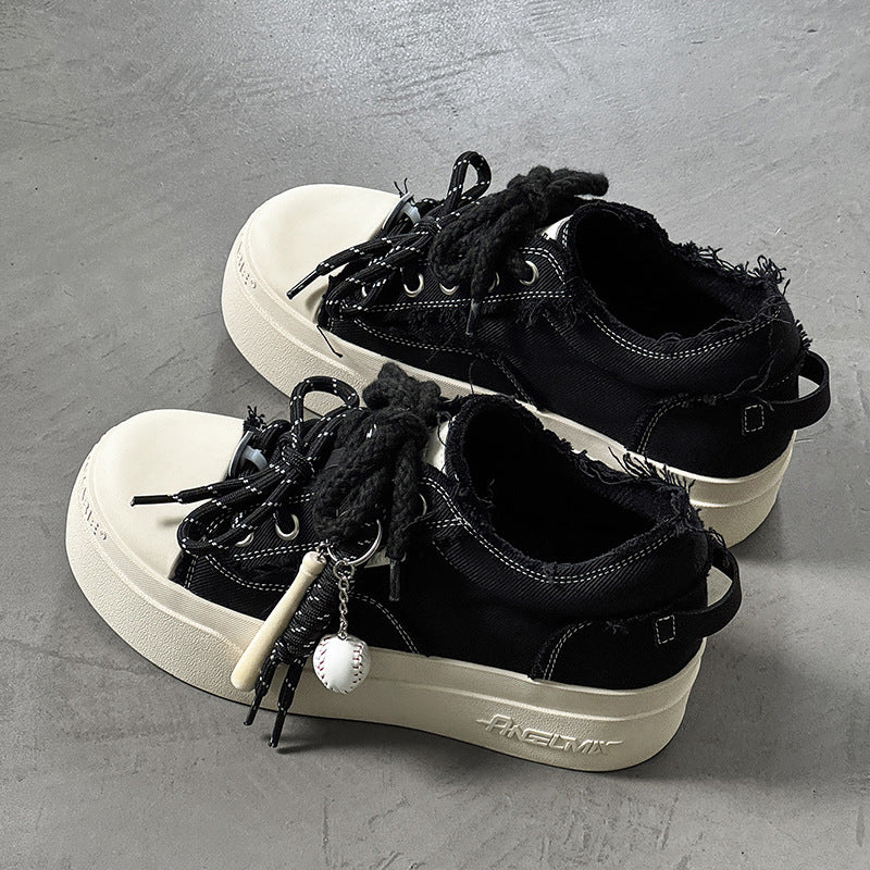 Men's Basic Niche Thick Bottom Trendy Autumn Versatile Breathable Washed Sneakers