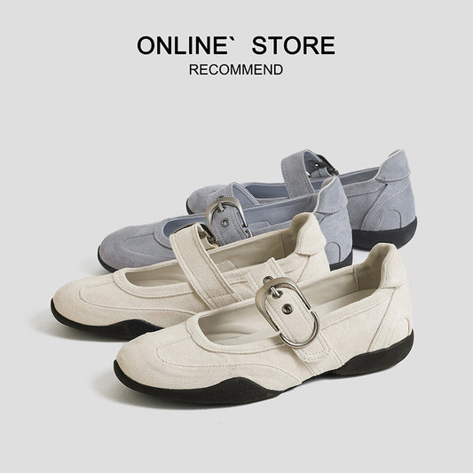 Jane Female Invisible Height Increasing Insole Ballet Word Buckle Strap Women's Casual Shoes