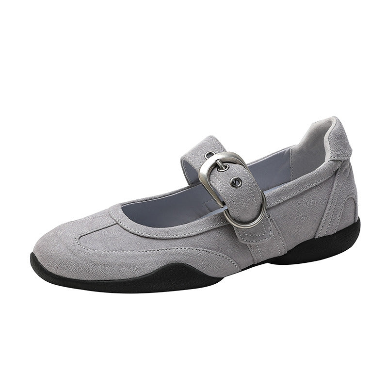 Jane Female Invisible Height Increasing Insole Ballet Word Buckle Strap Women's Casual Shoes